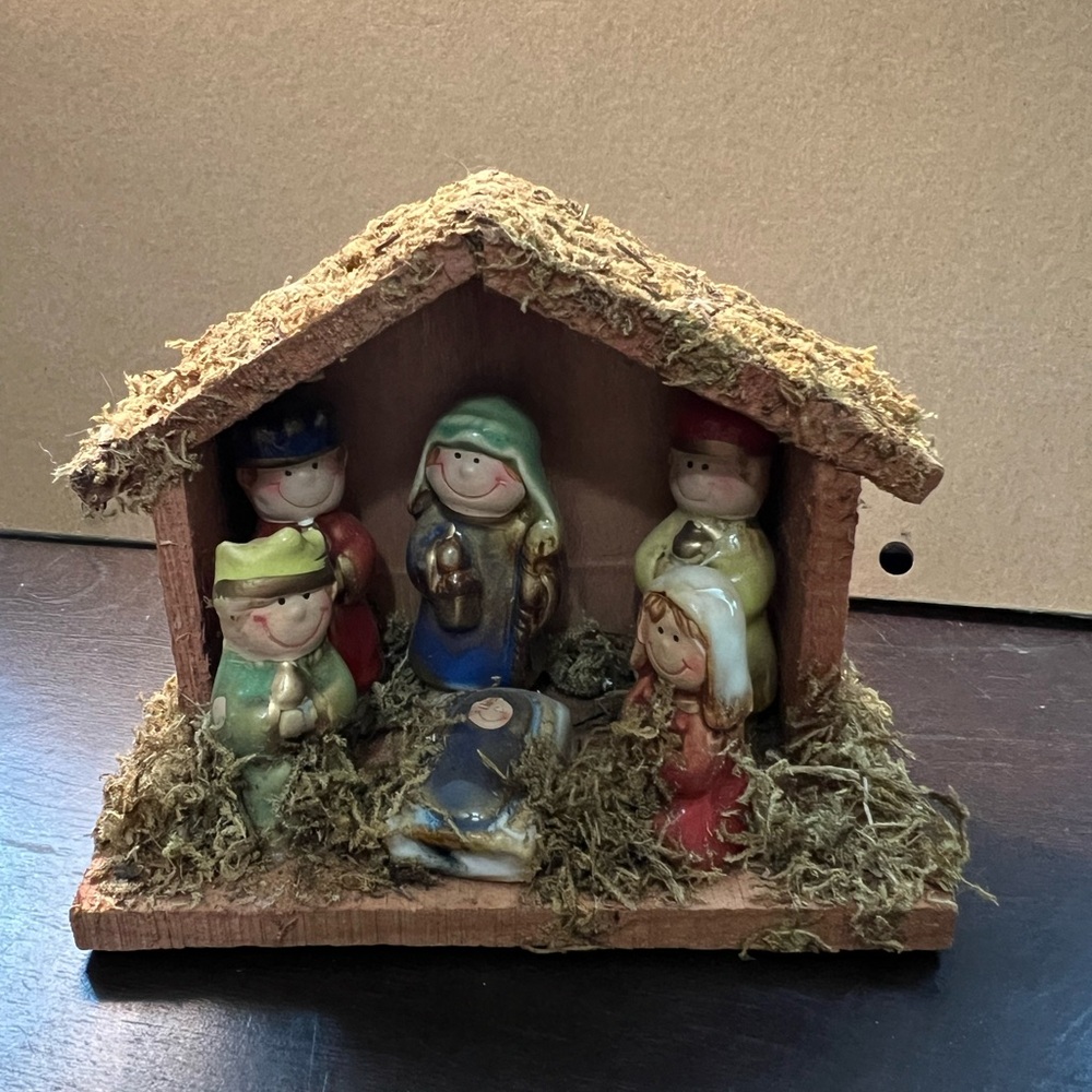 Handcrafted Nativity Scene with Colorful Figurines